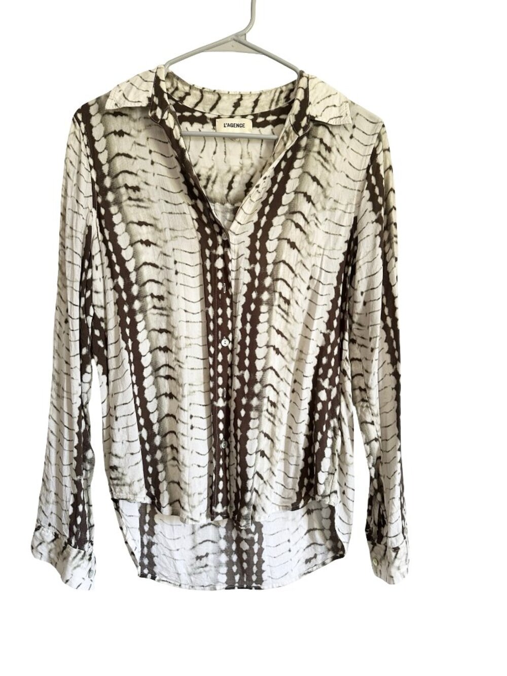 L'Agence Holly Printed Long Sleeve Button Up Shirt Luxury Fall Boho Size S